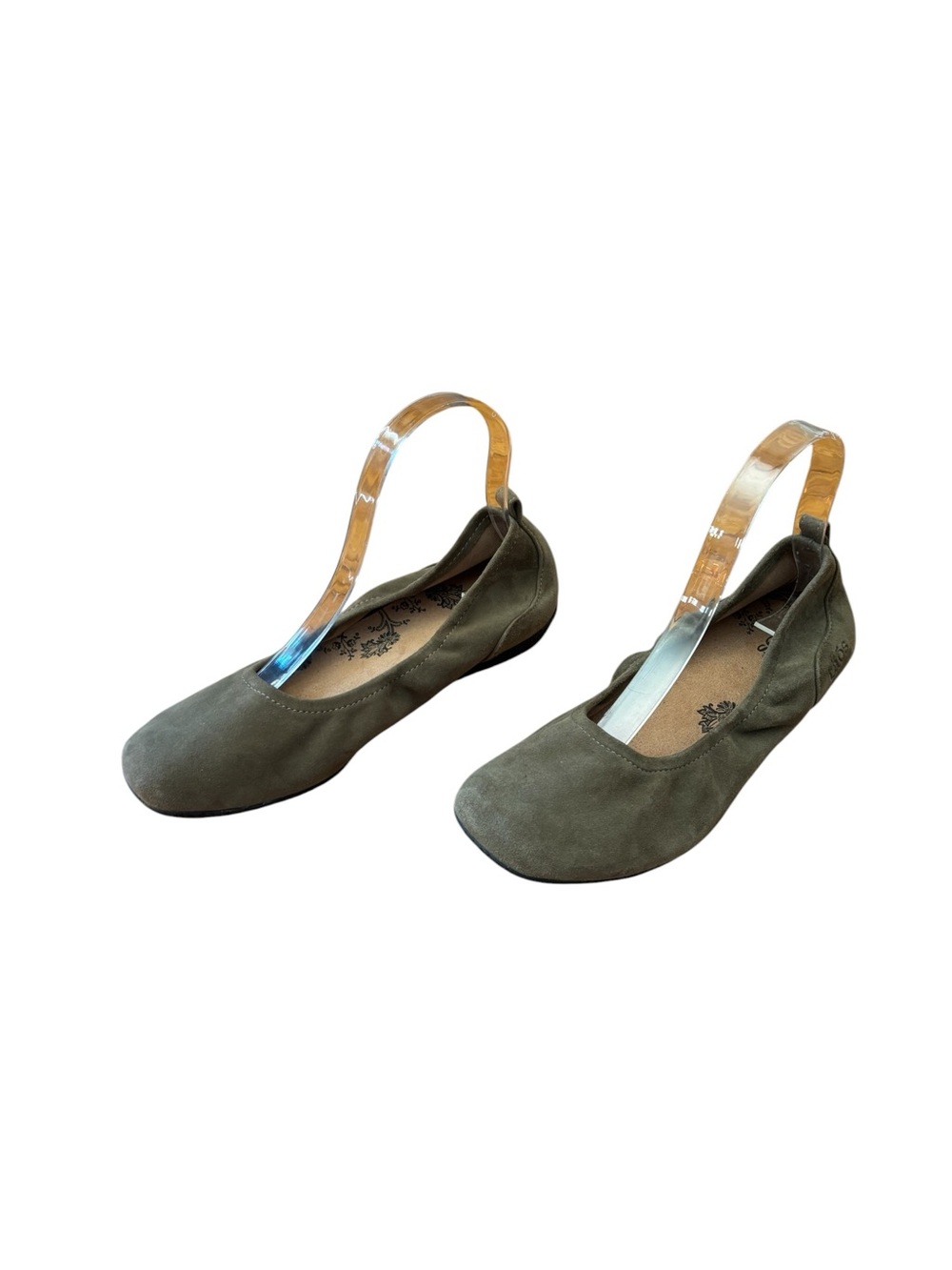 Taos Footwear Women’s Chit Chat Olive Suede Leather Skimmer Ballet Flats